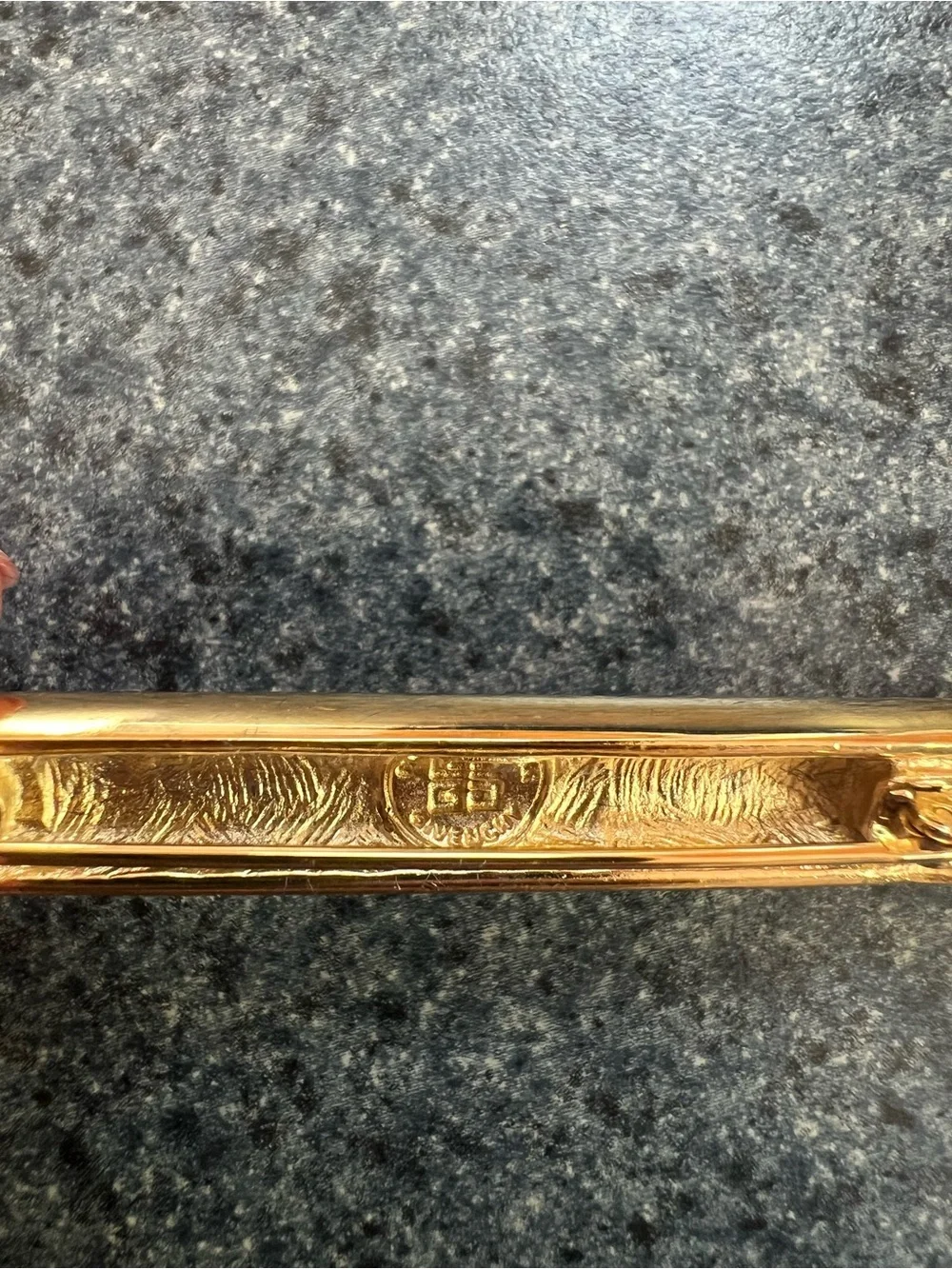 Givenchy Gold Engraved Bar Brooch